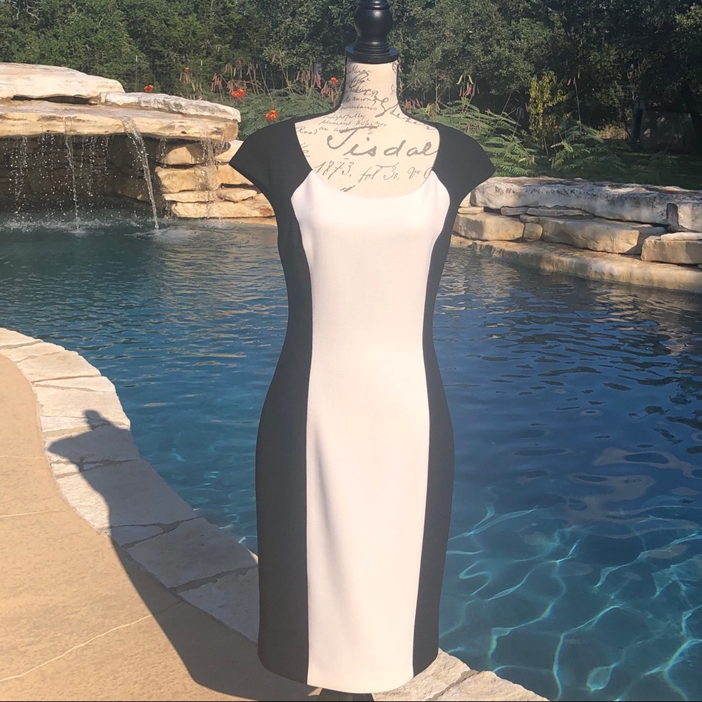 Michael Kors Ivory Black Color Block Dress Sz 8